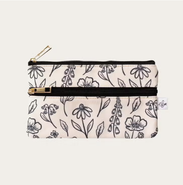 Ivory Pressed Floral Pencil Pouch – Myti