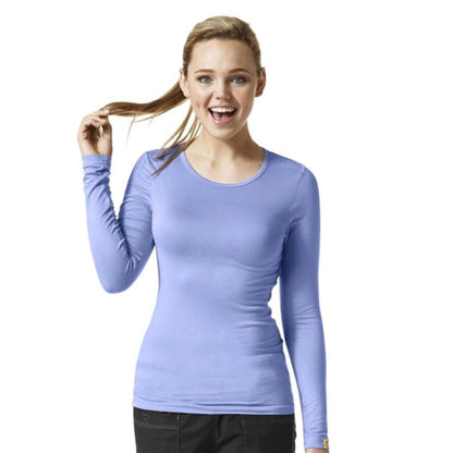 WonderWink Women's Scrubs Silky Long Sleeve Top - Ceil Blue