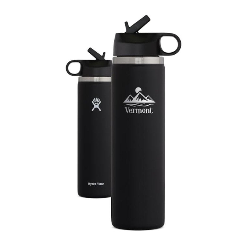Hydro Flask 24oz Wide Mouth Vermont Engraved - Black