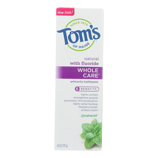 Tom's of Maine Whole Care Natural Toothpaste, Spearmint, 4 oz