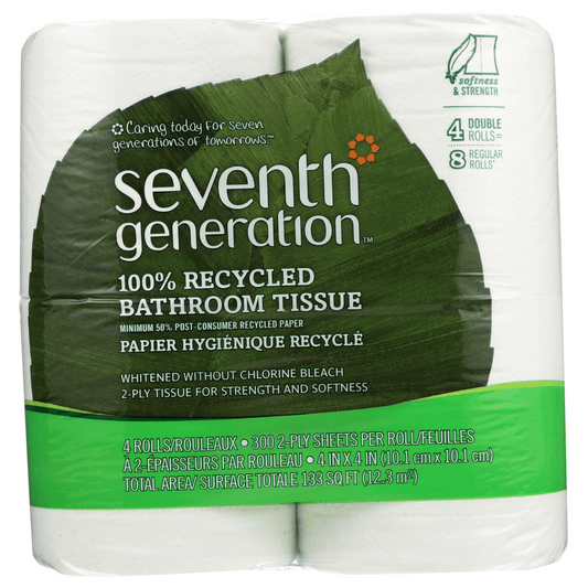 Seventh Generation Bath Tissue, 240 2-ply sheets 100% Extra Soft & Strong Rolls Recycled, 4 ct