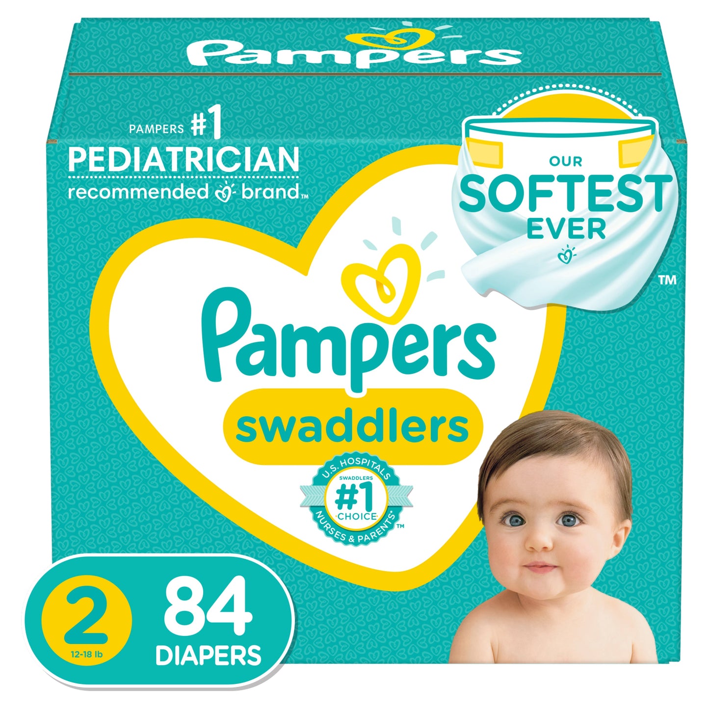 Pampers Swaddlers Diapers, Size 2 Super Pack, 84 ct