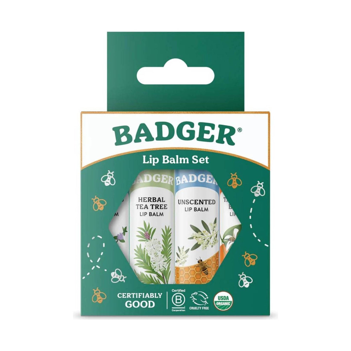 Badger Classic Lip Balm 4-Pack - Green Box